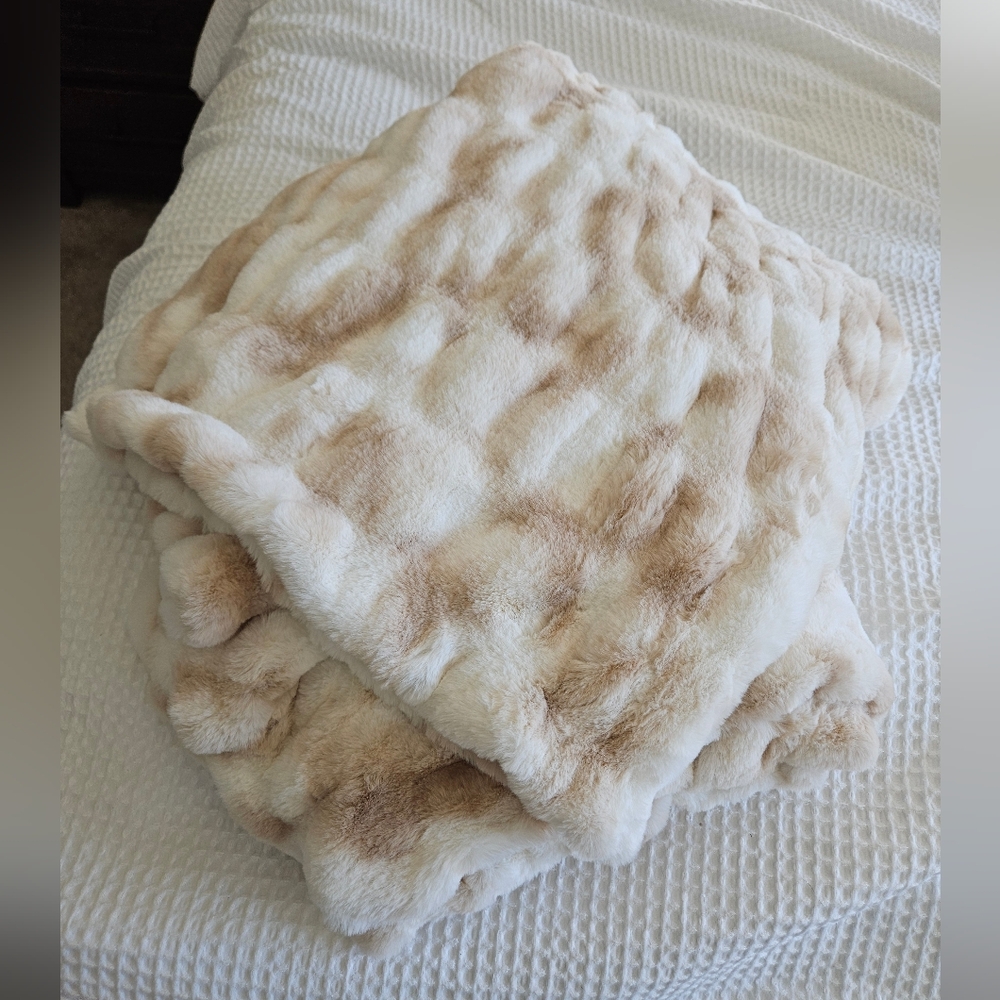Ruched Faux Fur Throw